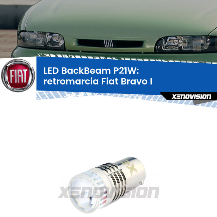 <strong>Retromarcia LED per Fiat Bravo I</strong>  1995 - 2001. Lampada <strong>P21W</strong> canbus. Illumina a giorno con questo straordinario cannone LED a luminosità estrema.