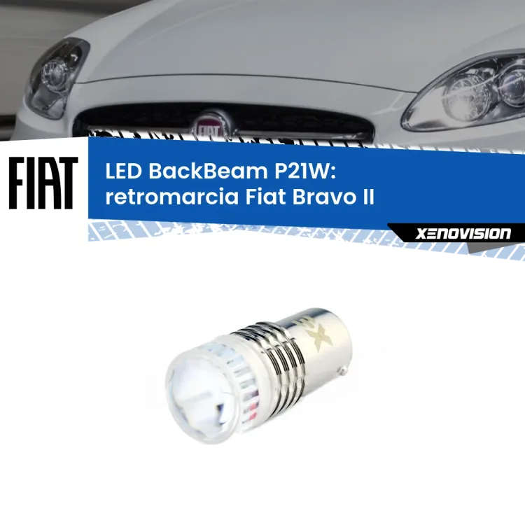 0 Retromarcia LED Fiat Bravo II  2006 - 2014: P21W BackBeam <strong>Retromarcia LED per Fiat Bravo II</strong>  2006 - 2014. Lampada <strong>P21W</strong> canbus. Illumina a giorno con questo straordinario cannone LED a luminosità estrema.