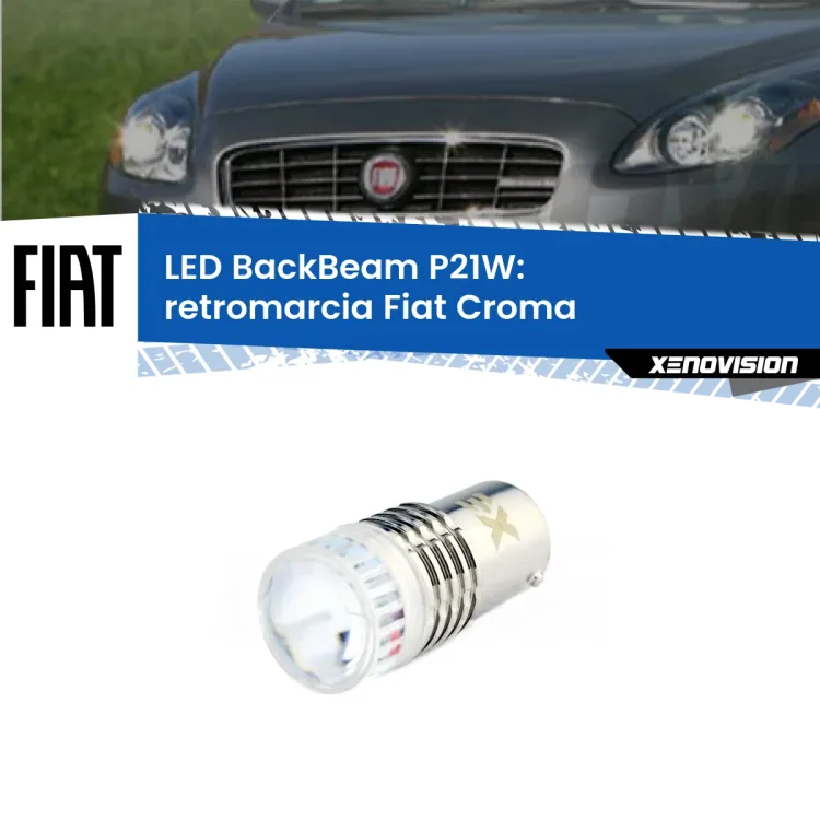0 Retromarcia LED Fiat Croma 2005 - 2010: P21W BackBeam <strong>Retromarcia LED per Fiat Croma</strong> 2005 - 2010. Lampada <strong>P21W</strong> canbus. Illumina a giorno con questo straordinario cannone LED a luminosità estrema.