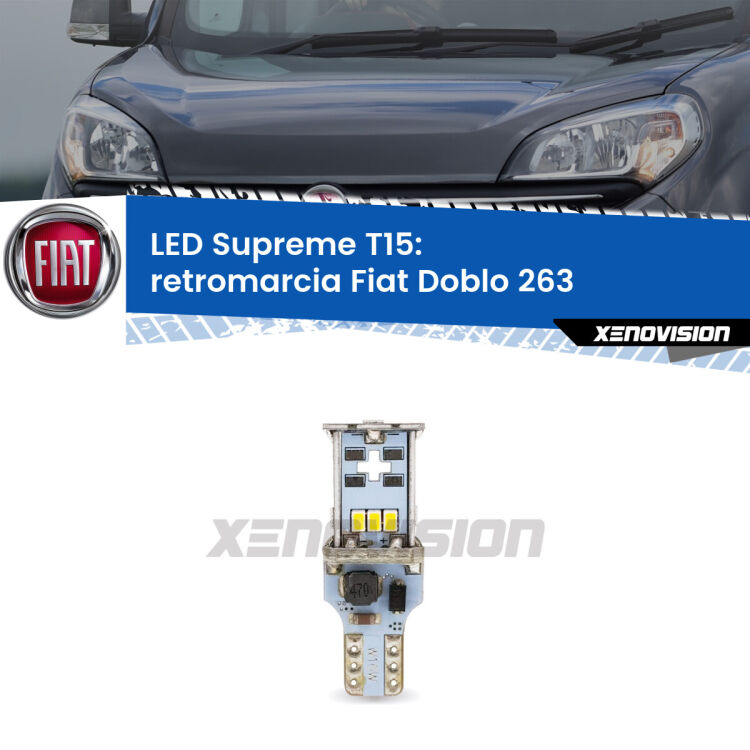 <strong>LED retromarcia per Fiat Doblo</strong> 263 2010 - 2014. 15 Chip CREE 3535, sviluppa un'incredibile potenza. Qualità Massima. Oltre 6W reali di pura potenza.