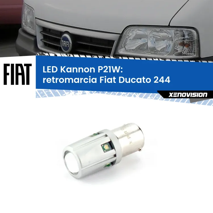 0 Retromarcia LED Fiat Ducato 244 2002 - 2006: P21W Kannon <strong>LED per Retromarcia Fiat Ducato 244 2002 - 2006.</strong>Lampadina P21W con una poderosa illuminazione frontale rafforzata da 5 potenti chip laterali.