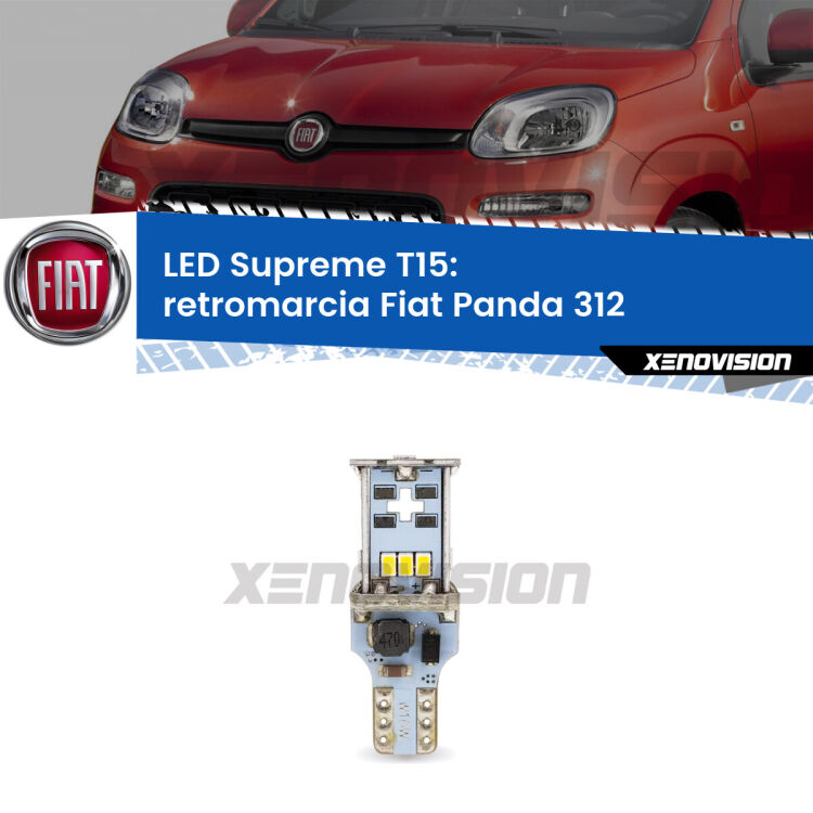 <strong>LED retromarcia per Fiat Panda</strong> 312 2012 in poi. 15 Chip CREE 3535, sviluppa un'incredibile potenza. Qualità Massima. Oltre 6W reali di pura potenza.