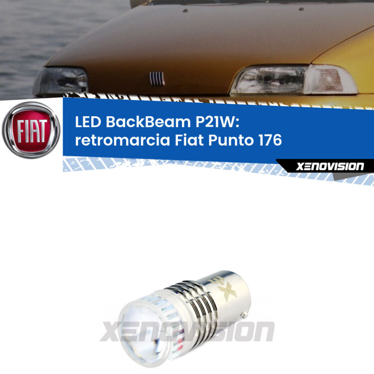 <strong>Retromarcia LED per Fiat Punto</strong> 176 1993 - 1999. Lampada <strong>P21W</strong> canbus. Illumina a giorno con questo straordinario cannone LED a luminosità estrema.