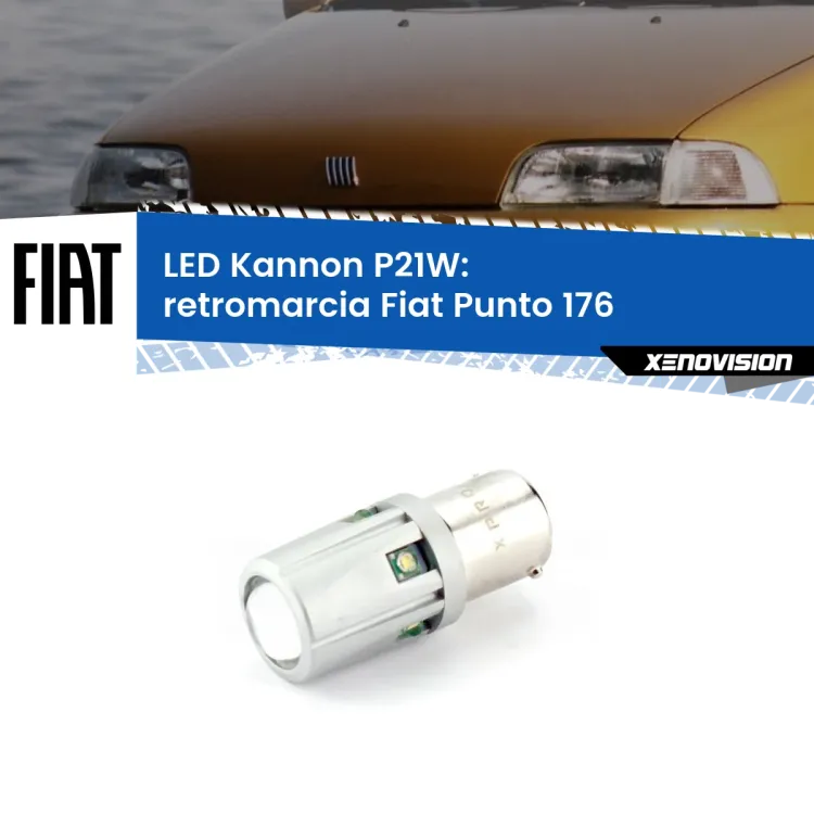 0 Retromarcia LED Fiat Punto 176 1993 - 1999: P21W Kannon <strong>LED per Retromarcia Fiat Punto 176 1993 - 1999.</strong>Lampadina P21W con una poderosa illuminazione frontale rafforzata da 5 potenti chip laterali.
