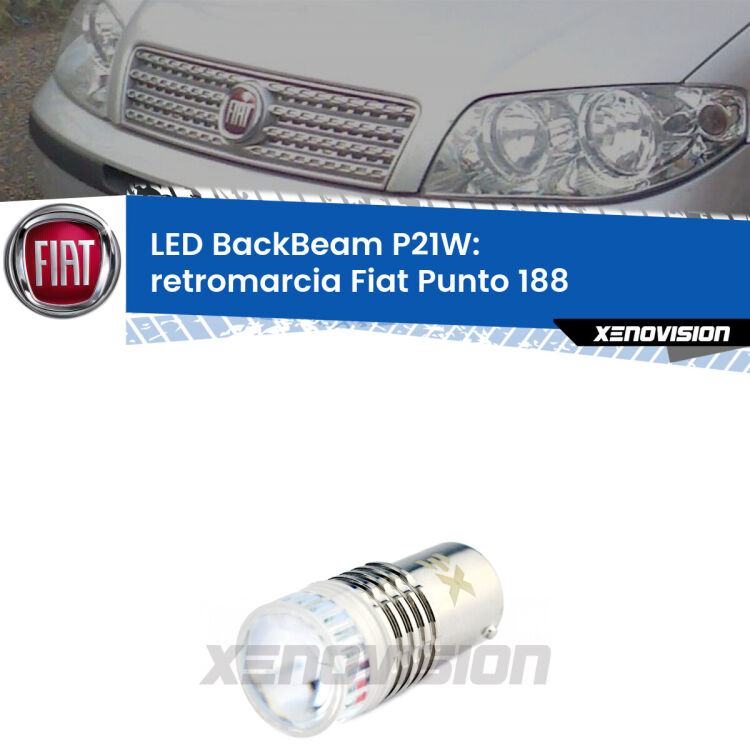 <strong>Retromarcia LED per Fiat Punto</strong> 188 1999 - 2010. Lampada <strong>P21W</strong> canbus. Illumina a giorno con questo straordinario cannone LED a luminosità estrema.