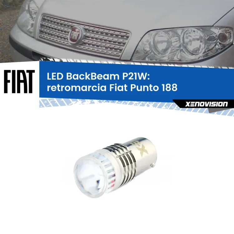 0 Retromarcia LED Fiat Punto 188 1999 - 2010: P21W BackBeam <strong>Retromarcia LED per Fiat Punto</strong> 188 1999 - 2010. Lampada <strong>P21W</strong> canbus. Illumina a giorno con questo straordinario cannone LED a luminosità estrema.