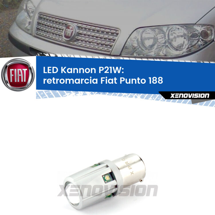 <strong>LED per Retromarcia Fiat Punto 188 1999 - 2010.</strong>Lampadina P21W con una poderosa illuminazione frontale rafforzata da 5 potenti chip laterali.