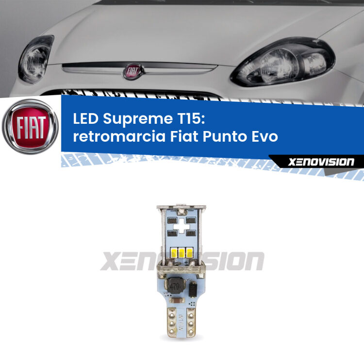 <strong>LED retromarcia per Fiat Punto Evo</strong>  2009 - 2015. 15 Chip CREE 3535, sviluppa un'incredibile potenza. Qualità Massima. Oltre 6W reali di pura potenza.