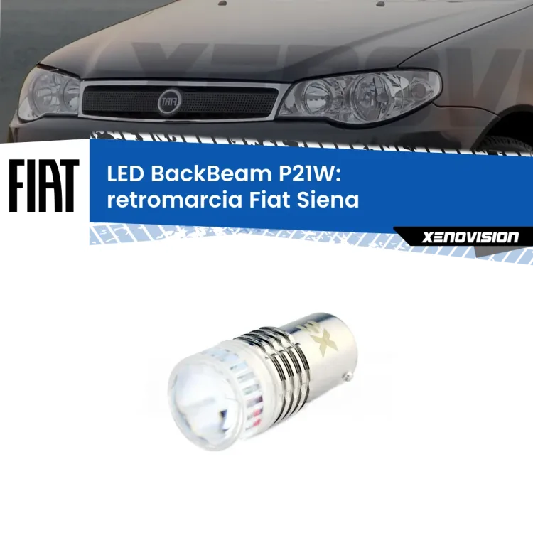 0 Retromarcia LED Fiat Siena 1996 - 2012: P21W BackBeam <strong>Retromarcia LED per Fiat Siena</strong> 1996 - 2012. Lampada <strong>P21W</strong> canbus. Illumina a giorno con questo straordinario cannone LED a luminosità estrema.