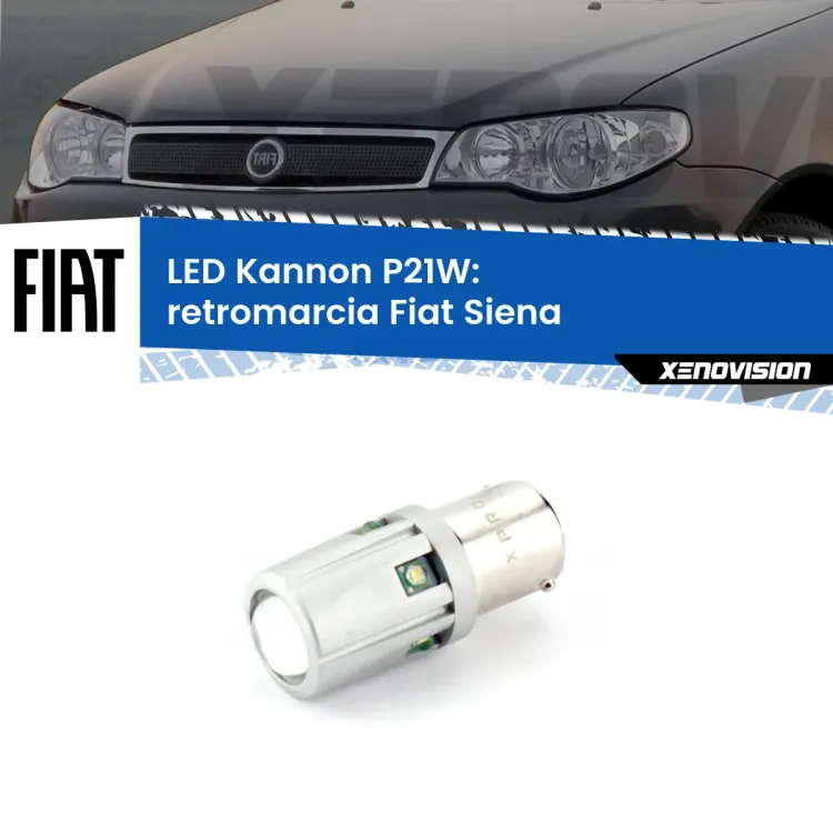 0 Retromarcia LED Fiat Siena 1996 - 2012: P21W Kannon <strong>LED per Retromarcia Fiat Siena 1996 - 2012.</strong>Lampadina P21W con una poderosa illuminazione frontale rafforzata da 5 potenti chip laterali.