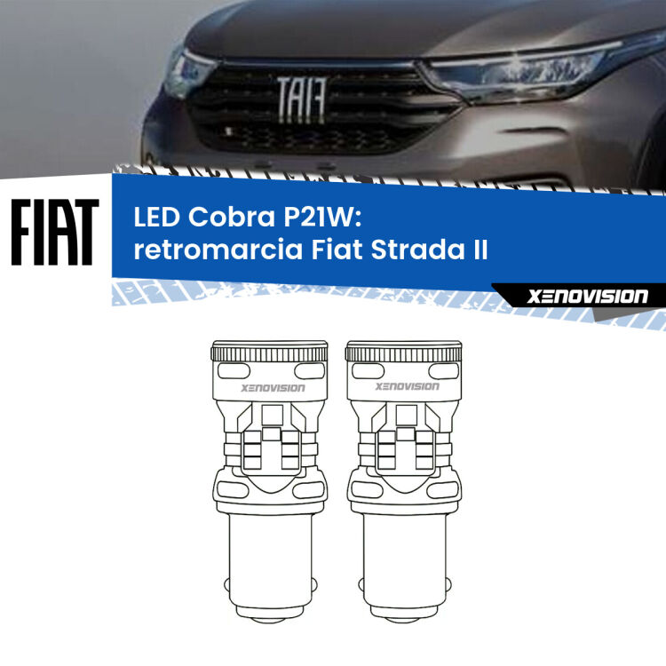 0 Retromarcia LED Fiat Strada II 2017 in poi: P21W Cobra <strong>Retromarcia LED no-spie per Fiat Strada</strong> II 2017 in poi. Coppia lampade <strong>P21W</strong> modello Cobra super-canbus, raffreddate a ventola.