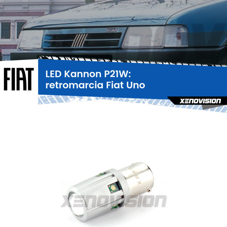 0 Retromarcia LED Fiat Uno 1983 - 1995: P21W Kannon <strong>LED per Retromarcia Fiat Uno 1983 - 1995.</strong>Lampadina P21W con una poderosa illuminazione frontale rafforzata da 5 potenti chip laterali.