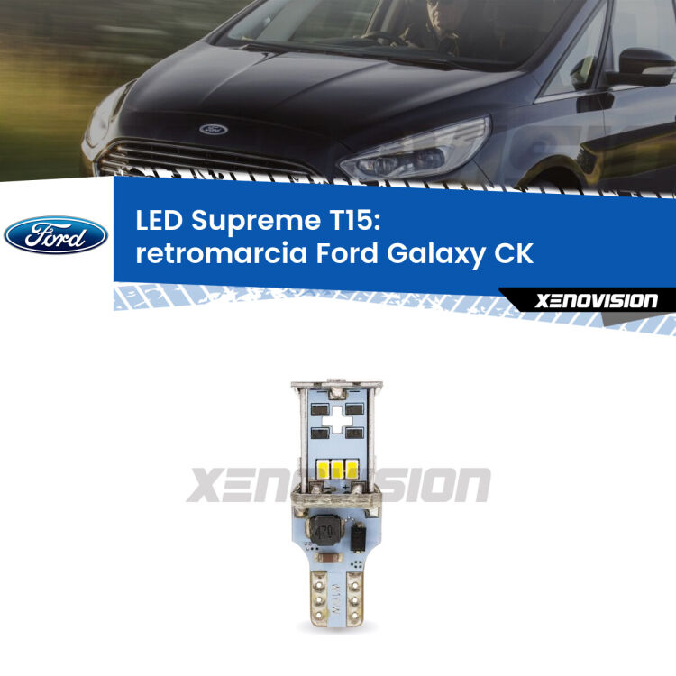 <strong>LED retromarcia per Ford Galaxy</strong> CK 2015 - 2018. 15 Chip CREE 3535, sviluppa un'incredibile potenza. Qualità Massima. Oltre 6W reali di pura potenza.