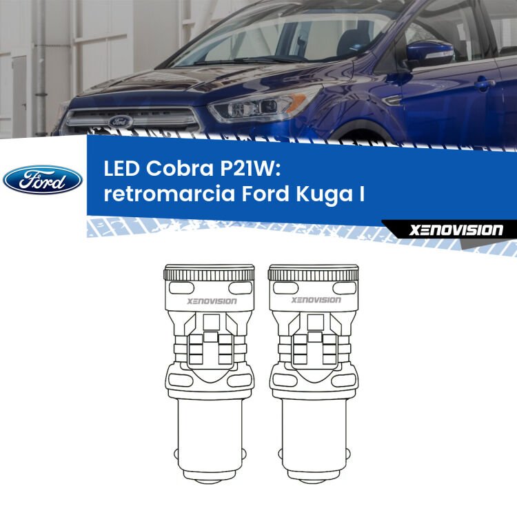 0 Retromarcia LED Ford Kuga I 2008 - 2012: P21W Cobra <strong>Retromarcia LED no-spie per Ford Kuga I</strong> 2008 - 2012. Coppia lampade <strong>P21W</strong> modello Cobra super-canbus, raffreddate a ventola.