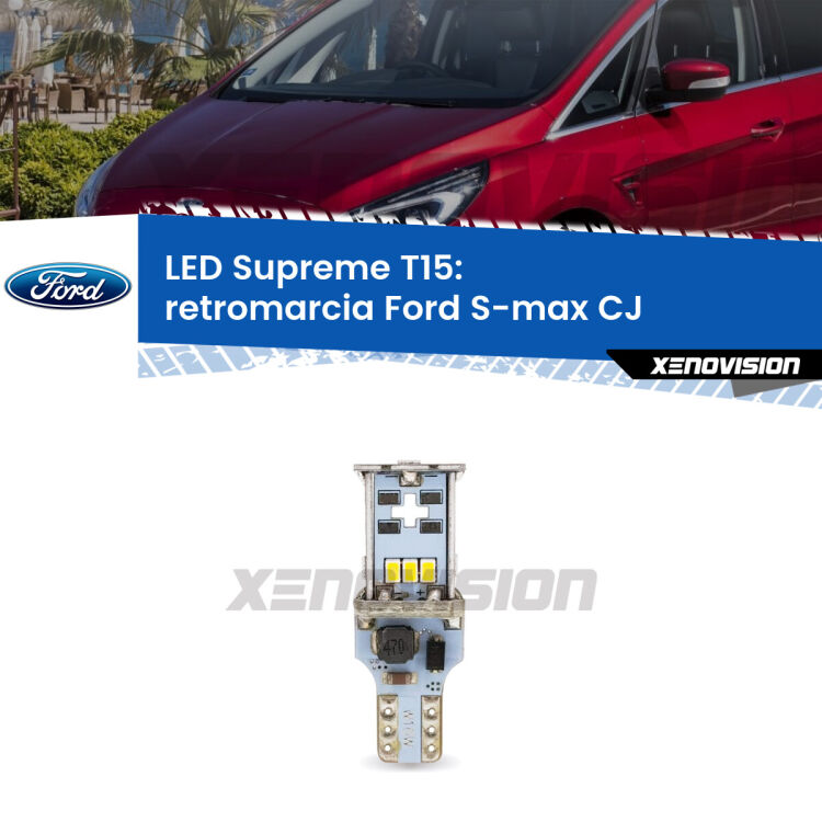 <strong>LED retromarcia per Ford S-max</strong> CJ 2015 - 2018. 15 Chip CREE 3535, sviluppa un'incredibile potenza. Qualità Massima. Oltre 6W reali di pura potenza.