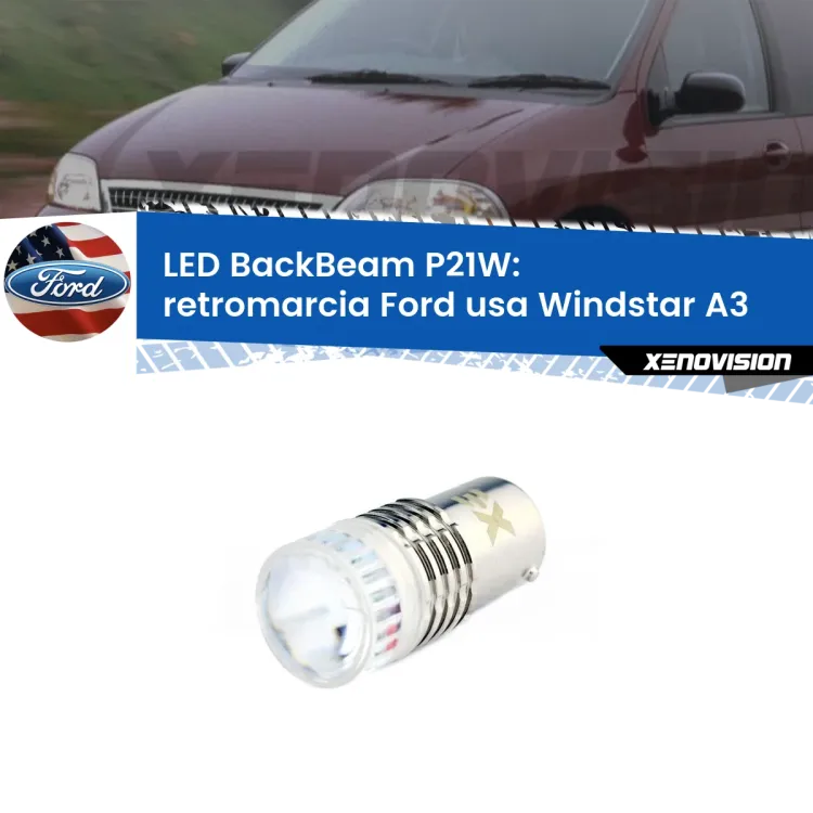 0 Retromarcia LED Ford usa Windstar A3 1995 - 2000: P21W BackBeam <strong>Retromarcia LED per Ford usa Windstar</strong> A3 1995 - 2000. Lampada <strong>P21W</strong> canbus. Illumina a giorno con questo straordinario cannone LED a luminosità estrema.