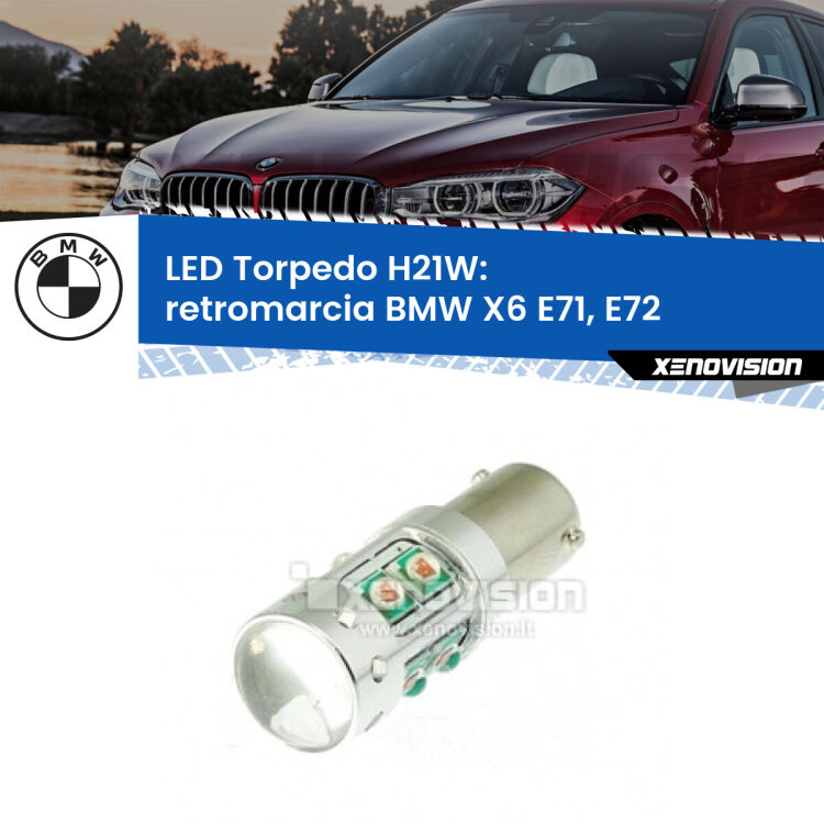 0 Retromarcia LED H21W Torpedo per BMW X6 E71, E72 2008 - 2014 <strong>Retromarcia LED 6000k per BMW X6</strong> E71, E72 2008 - 2014. Lampada <strong>H21W</strong> canbus modello Torpedo.