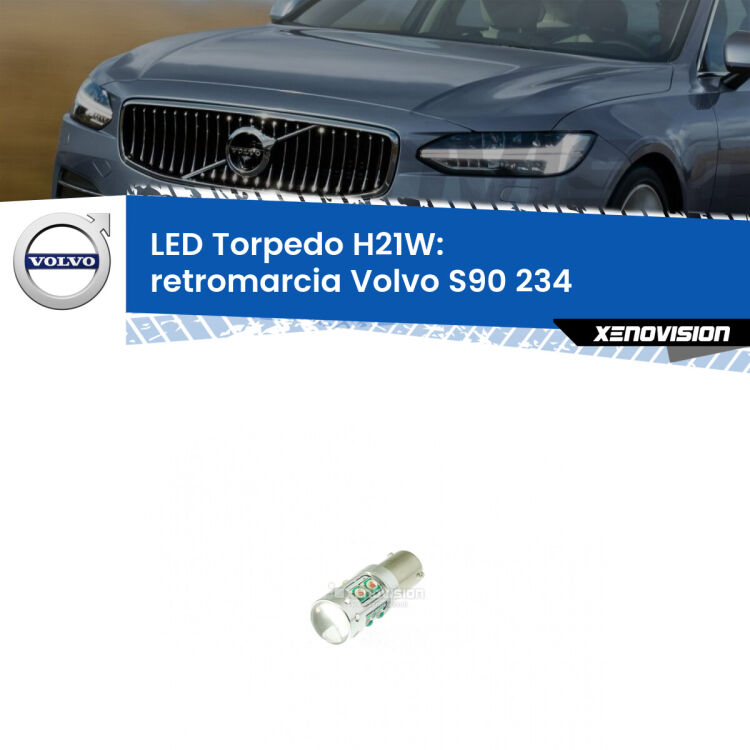 <strong>Retromarcia LED 6000k per Volvo S90</strong> 234 2016 in poi. Lampada <strong>H21W</strong> canbus modello Torpedo.