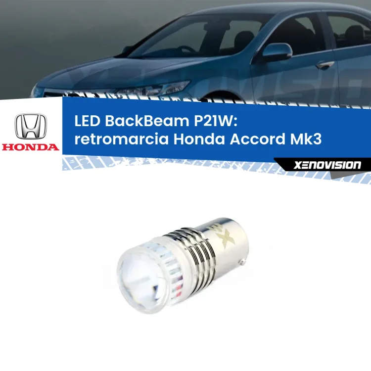 0 Retromarcia LED Honda Accord Mk3 1985 - 1989: P21W BackBeam <strong>Retromarcia LED per Honda Accord</strong> Mk3 1985 - 1989. Lampada <strong>P21W</strong> canbus. Illumina a giorno con questo straordinario cannone LED a luminosità estrema.