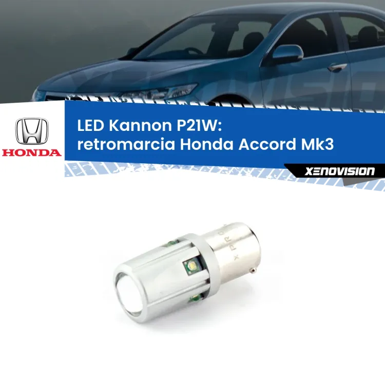 0 Retromarcia LED Honda Accord Mk3 1985 - 1989: P21W Kannon <strong>LED per Retromarcia Honda Accord Mk3 1985 - 1989.</strong>Lampadina P21W con una poderosa illuminazione frontale rafforzata da 5 potenti chip laterali.