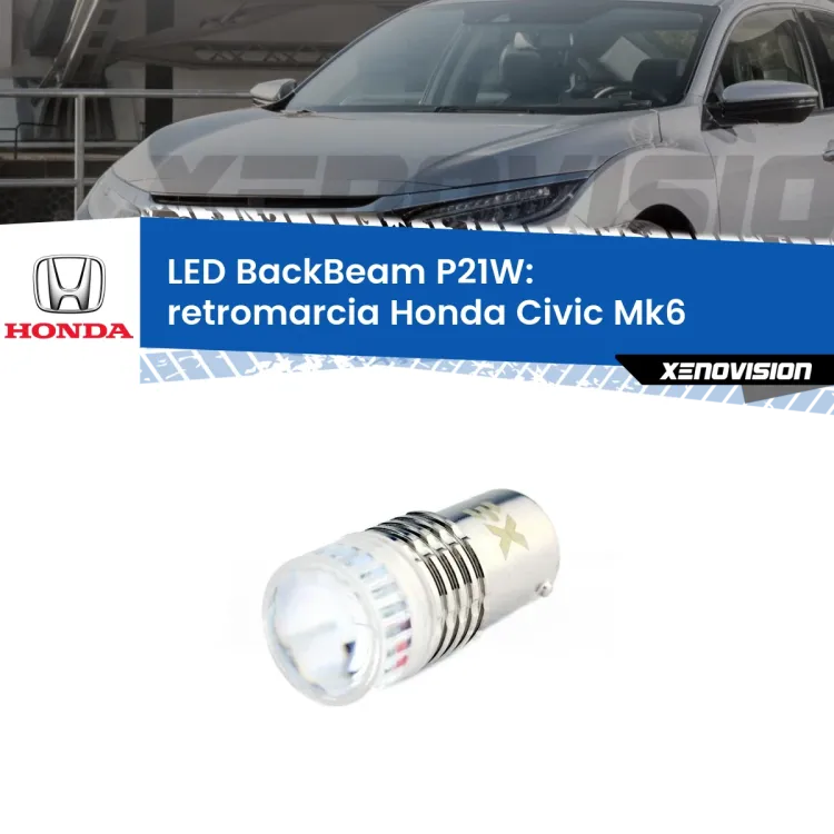 0 Retromarcia LED Honda Civic Mk6 1995 - 1999: P21W BackBeam <strong>Retromarcia LED per Honda Civic</strong> Mk6 1995 - 1999. Lampada <strong>P21W</strong> canbus. Illumina a giorno con questo straordinario cannone LED a luminosità estrema.