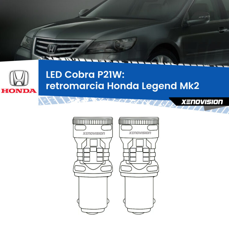 0 Retromarcia LED Honda Legend Mk2 1991 - 1996: P21W Cobra <strong>Retromarcia LED no-spie per Honda Legend</strong> Mk2 1991 - 1996. Coppia lampade <strong>P21W</strong> modello Cobra super-canbus, raffreddate a ventola.