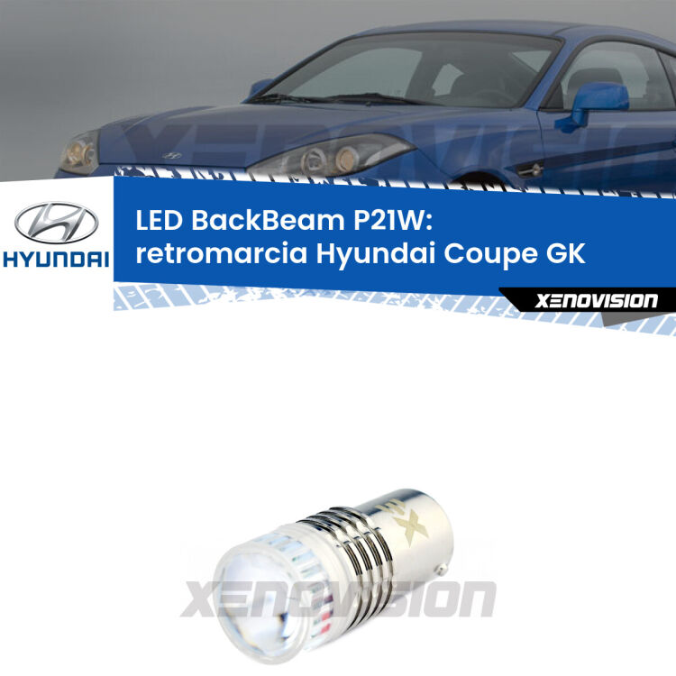 <strong>Retromarcia LED per Hyundai Coupe</strong> GK 2002 - 2009. Lampada <strong>P21W</strong> canbus. Illumina a giorno con questo straordinario cannone LED a luminosità estrema.