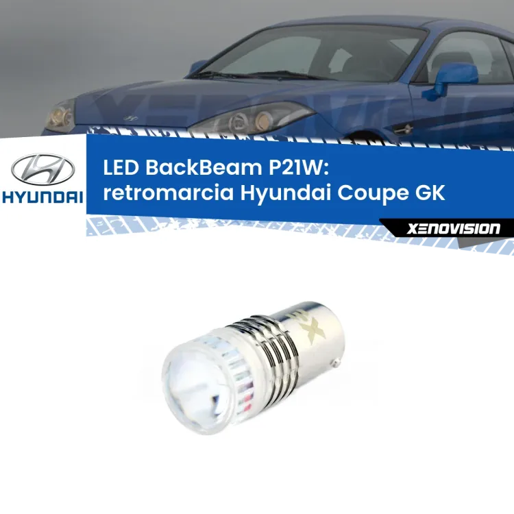 0 Retromarcia LED Hyundai Coupe GK 2002 - 2009: P21W BackBeam <strong>Retromarcia LED per Hyundai Coupe</strong> GK 2002 - 2009. Lampada <strong>P21W</strong> canbus. Illumina a giorno con questo straordinario cannone LED a luminosità estrema.