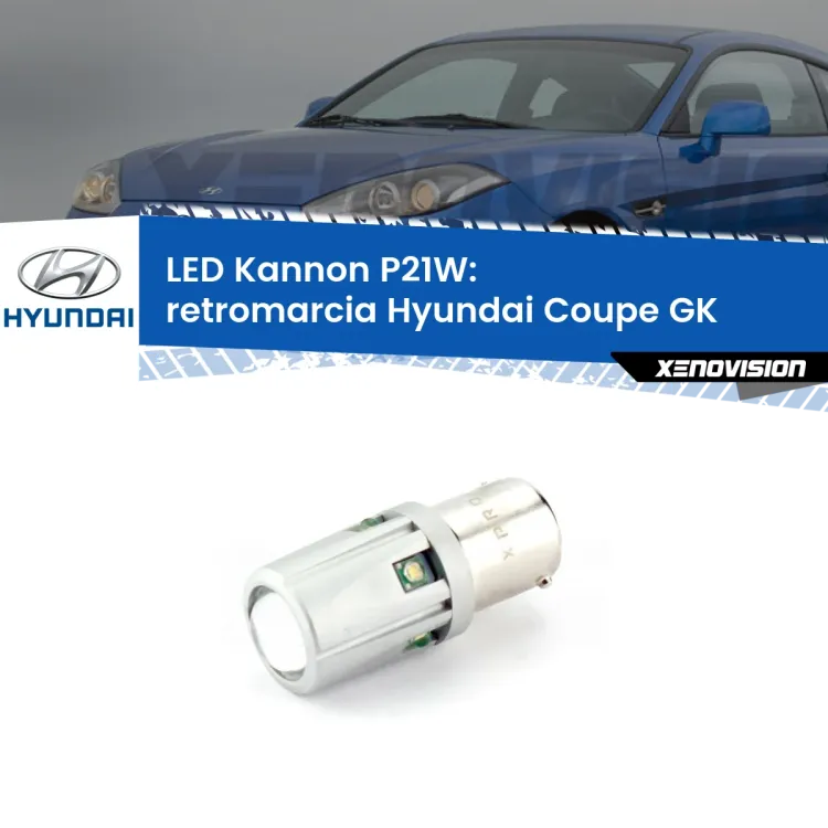 0 Retromarcia LED Hyundai Coupe GK 2002 - 2009: P21W Kannon <strong>LED per Retromarcia Hyundai Coupe GK 2002 - 2009.</strong>Lampadina P21W con una poderosa illuminazione frontale rafforzata da 5 potenti chip laterali.