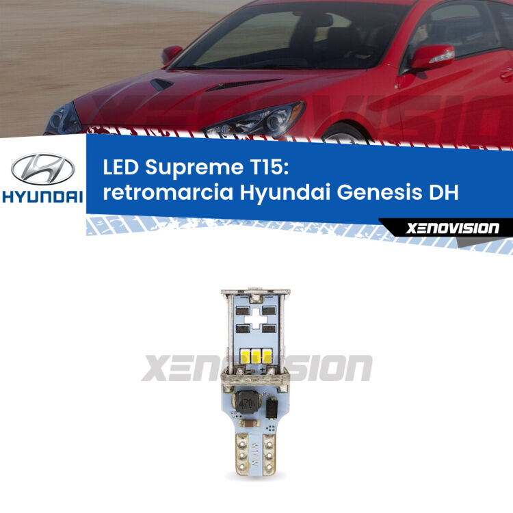 <strong>LED retromarcia per Hyundai Genesis</strong> DH 2014 in poi. 15 Chip CREE 3535, sviluppa un'incredibile potenza. Qualità Massima. Oltre 6W reali di pura potenza.