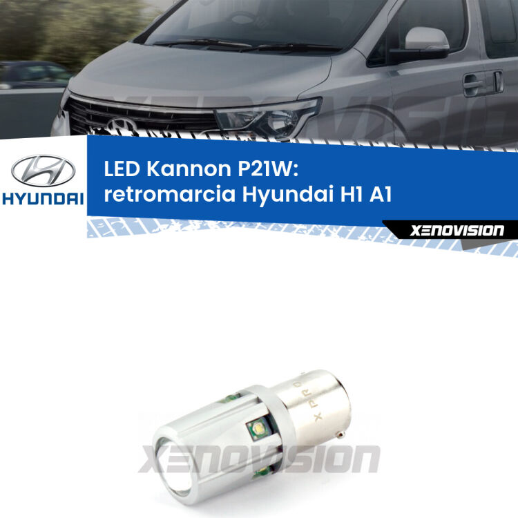 <strong>LED per Retromarcia Hyundai H1 A1 1997 - 2008.</strong>Lampadina P21W con una poderosa illuminazione frontale rafforzata da 5 potenti chip laterali.