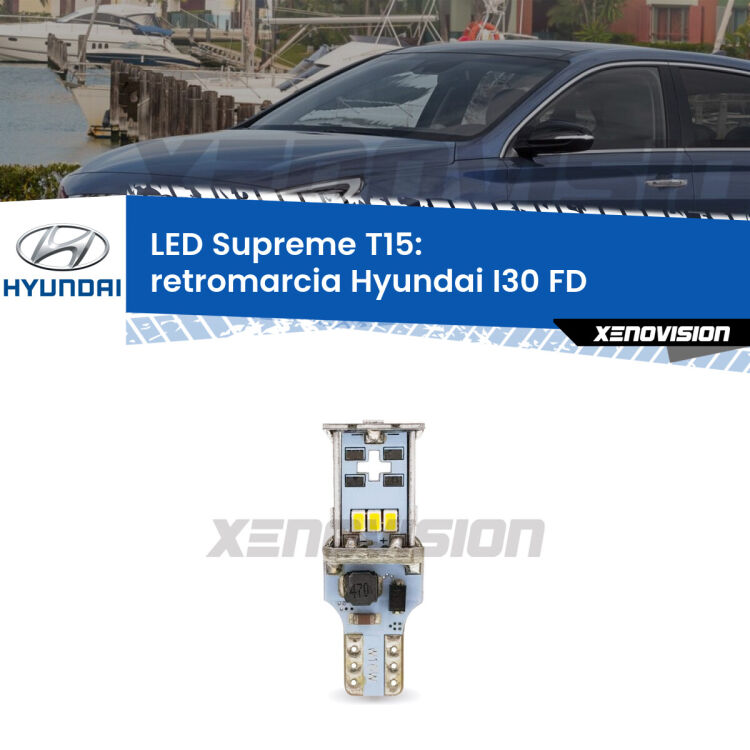 <strong>LED retromarcia per Hyundai I30</strong> FD 2007 - 2011. 15 Chip CREE 3535, sviluppa un'incredibile potenza. Qualità Massima. Oltre 6W reali di pura potenza.
