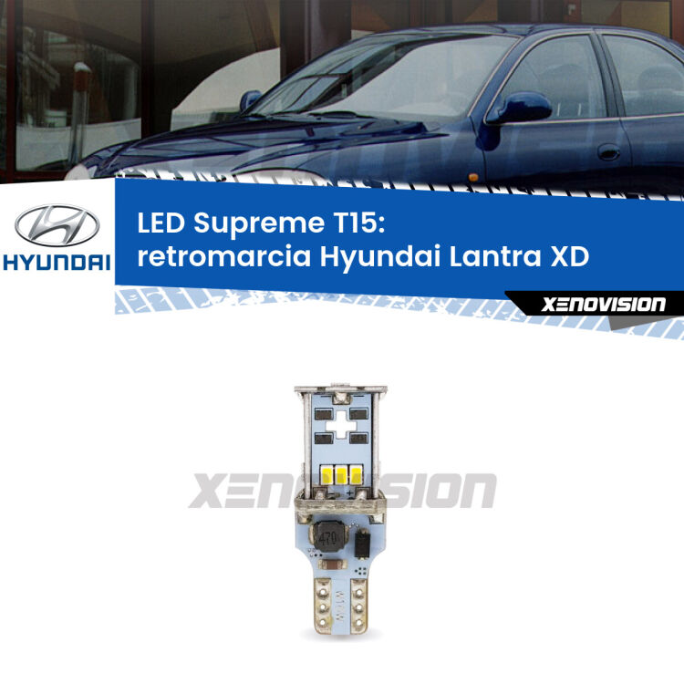<strong>LED retromarcia per Hyundai Lantra</strong> XD 2003 - 2006. 15 Chip CREE 3535, sviluppa un'incredibile potenza. Qualità Massima. Oltre 6W reali di pura potenza.