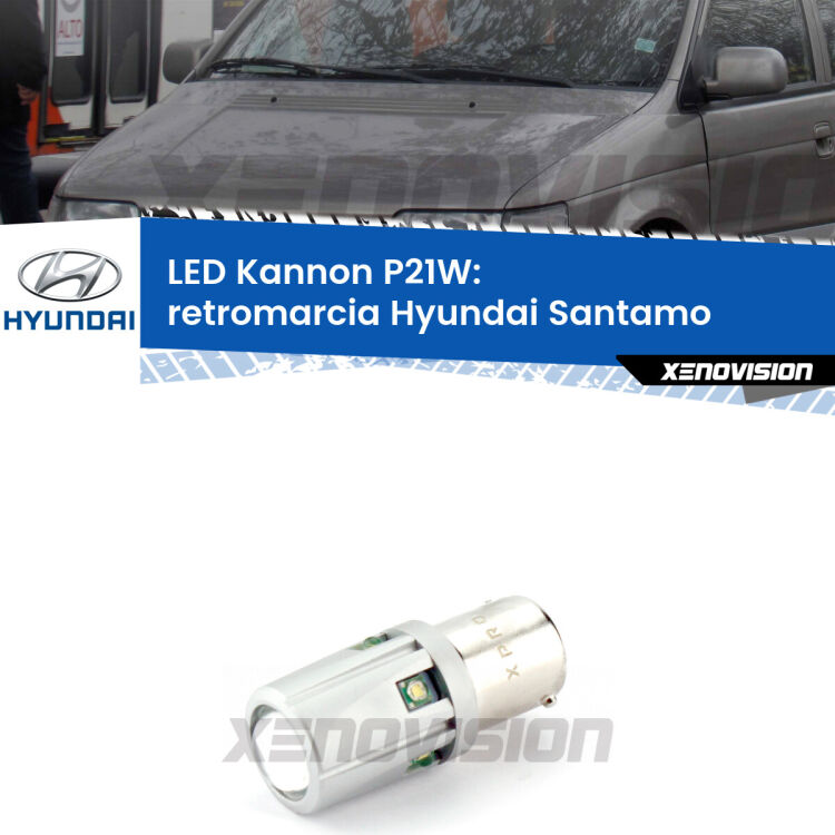 <strong>LED per Retromarcia Hyundai Santamo  1998 - 2002.</strong>Lampadina P21W con una poderosa illuminazione frontale rafforzata da 5 potenti chip laterali.
