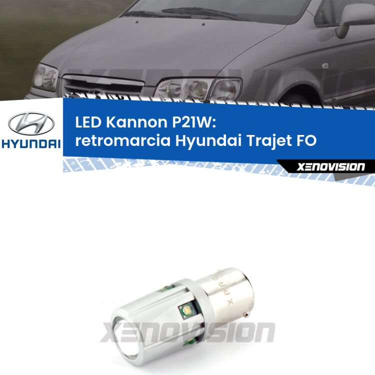 0 Retromarcia LED Hyundai Trajet FO 2000 - 2008: P21W Kannon <strong>LED per Retromarcia Hyundai Trajet FO 2000 - 2008.</strong>Lampadina P21W con una poderosa illuminazione frontale rafforzata da 5 potenti chip laterali.