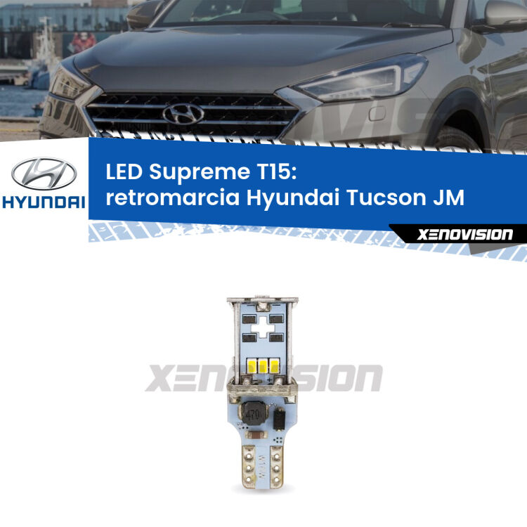 <strong>LED retromarcia per Hyundai Tucson</strong> JM 2004 - 2015. 15 Chip CREE 3535, sviluppa un'incredibile potenza. Qualità Massima. Oltre 6W reali di pura potenza.
