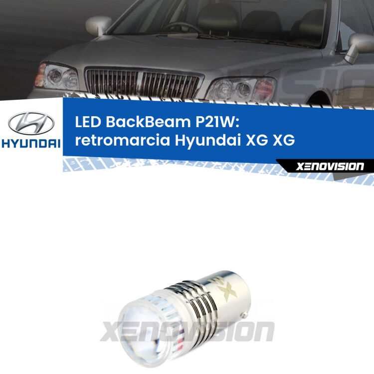 0 Retromarcia LED Hyundai XG XG 1998 - 2005: P21W BackBeam <strong>Retromarcia LED per Hyundai XG</strong> XG 1998 - 2005. Lampada <strong>P21W</strong> canbus. Illumina a giorno con questo straordinario cannone LED a luminosità estrema.
