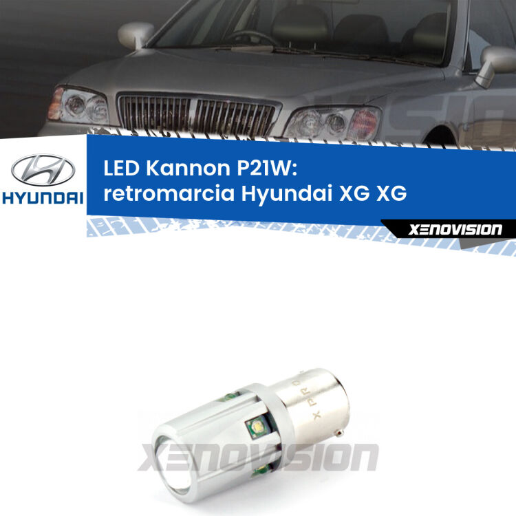 0 Retromarcia LED Hyundai XG XG 1998 - 2005: P21W Kannon <strong>LED per Retromarcia Hyundai XG XG 1998 - 2005.</strong>Lampadina P21W con una poderosa illuminazione frontale rafforzata da 5 potenti chip laterali.
