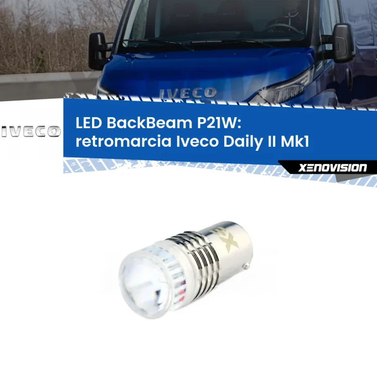 0 Retromarcia LED Iveco Daily II Mk1 1999 - 2006: P21W BackBeam <strong>Retromarcia LED per Iveco Daily II</strong> Mk1 1999 - 2006. Lampada <strong>P21W</strong> canbus. Illumina a giorno con questo straordinario cannone LED a luminosità estrema.
