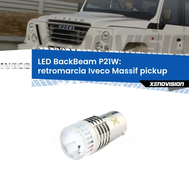 0 Retromarcia LED Iveco Massif pickup 2008 - 2011: P21W BackBeam <strong>Retromarcia LED per Iveco Massif pickup</strong> 2008 - 2011. Lampada <strong>P21W</strong> canbus. Illumina a giorno con questo straordinario cannone LED a luminosità estrema.