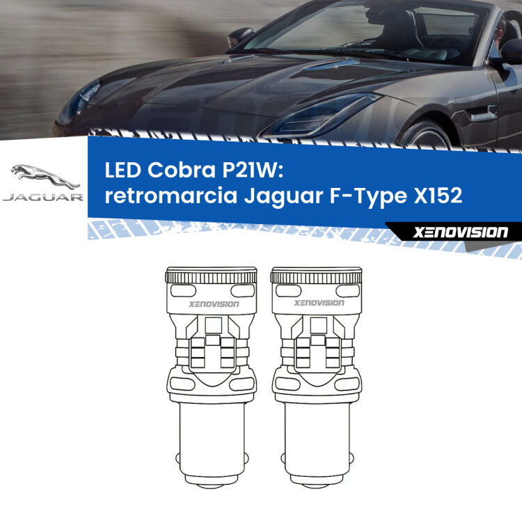 0 Retromarcia LED Jaguar F-Type X152 2013 in poi: P21W Cobra <strong>Retromarcia LED no-spie per Jaguar F-Type</strong> X152 2013 in poi. Coppia lampade <strong>P21W</strong> modello Cobra super-canbus, raffreddate a ventola.