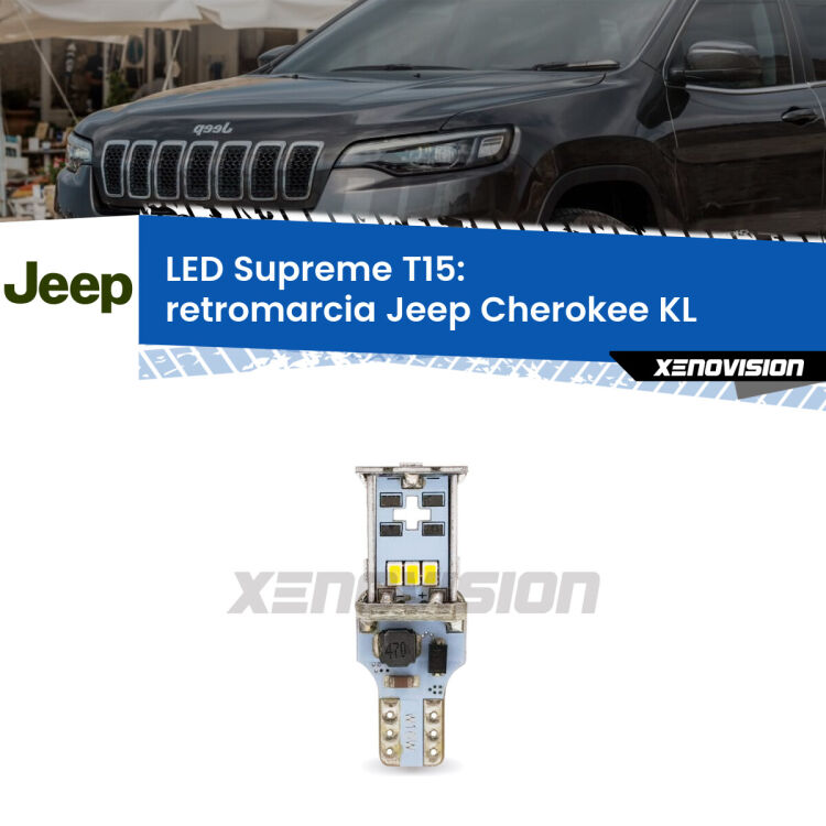 <strong>LED retromarcia per Jeep Cherokee</strong> KL 2014 in poi. 15 Chip CREE 3535, sviluppa un'incredibile potenza. Qualità Massima. Oltre 6W reali di pura potenza.