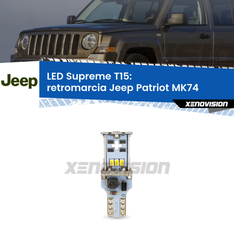<strong>LED retromarcia per Jeep Patriot</strong> MK74 2007 - 2017. 15 Chip CREE 3535, sviluppa un'incredibile potenza. Qualità Massima. Oltre 6W reali di pura potenza.