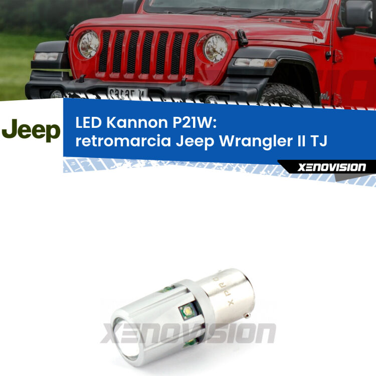 <strong>LED per Retromarcia Jeep Wrangler II TJ 1996 - 2005.</strong>Lampadina P21W con una poderosa illuminazione frontale rafforzata da 5 potenti chip laterali.