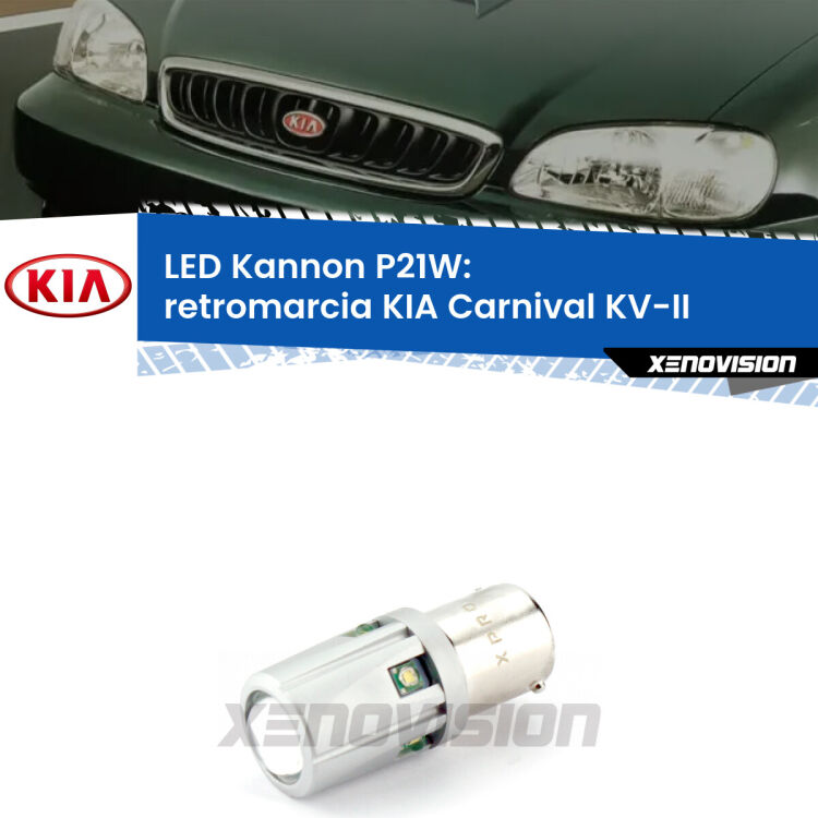 <strong>LED per Retromarcia KIA Carnival KV-II 1998 - 2004.</strong>Lampadina P21W con una poderosa illuminazione frontale rafforzata da 5 potenti chip laterali.