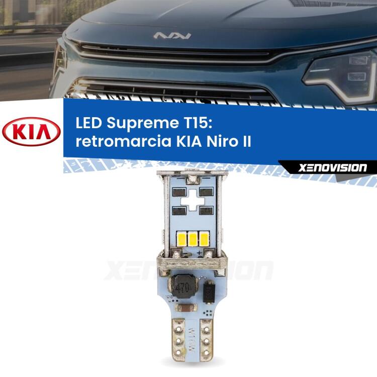 <strong>LED retromarcia per KIA Niro</strong> II 2021 in poi. 15 Chip CREE 3535, sviluppa un'incredibile potenza. Qualità Massima. Oltre 6W reali di pura potenza.