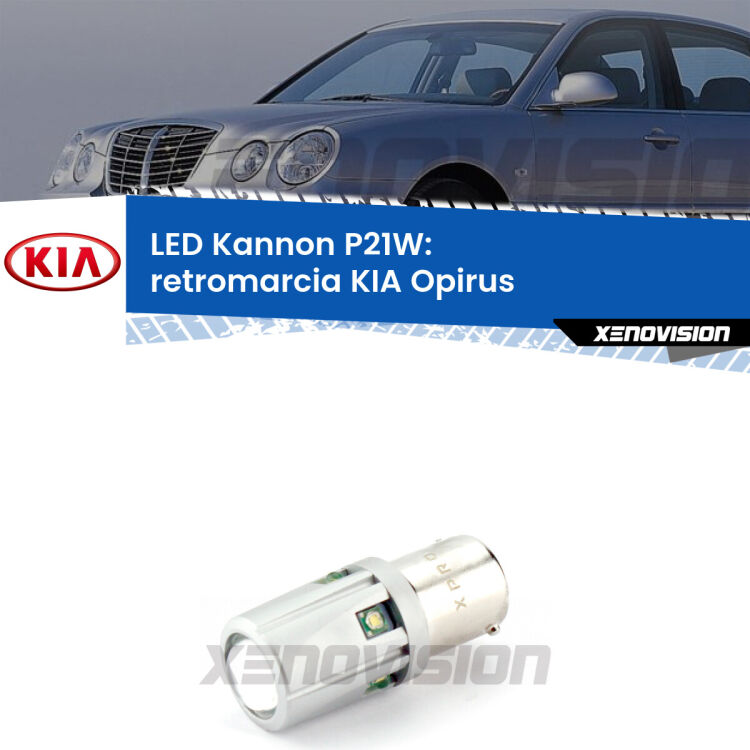 <strong>LED per Retromarcia KIA Opirus  2003 - 2011.</strong>Lampadina P21W con una poderosa illuminazione frontale rafforzata da 5 potenti chip laterali.