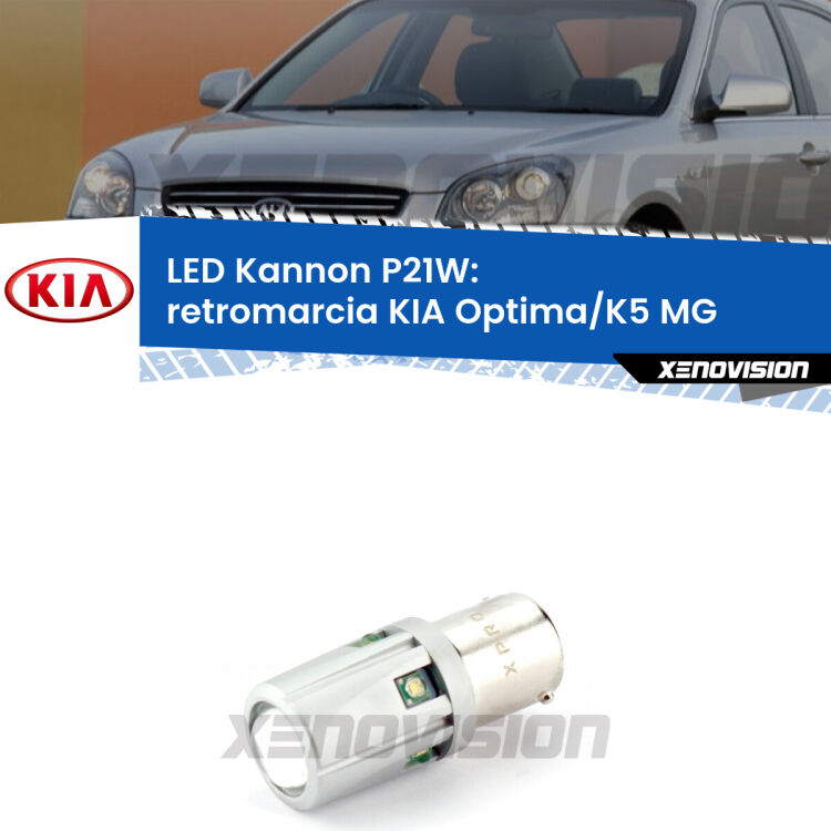 <strong>LED per Retromarcia KIA Optima/K5 MG 2005 - 2009.</strong>Lampadina P21W con una poderosa illuminazione frontale rafforzata da 5 potenti chip laterali.