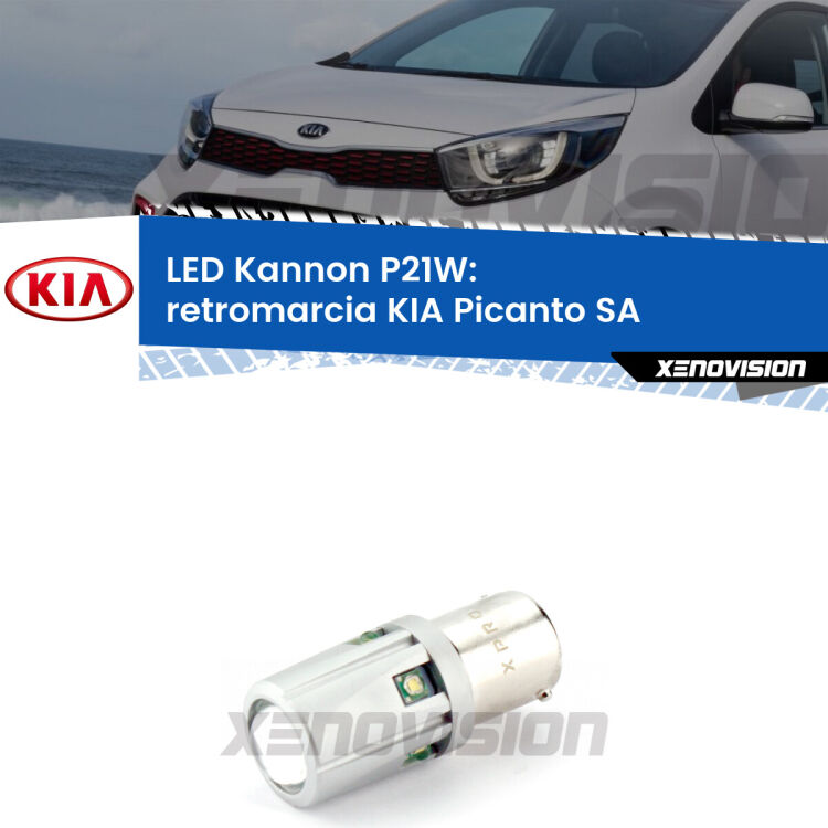 <strong>LED per Retromarcia KIA Picanto SA 2003 - 2010.</strong>Lampadina P21W con una poderosa illuminazione frontale rafforzata da 5 potenti chip laterali.