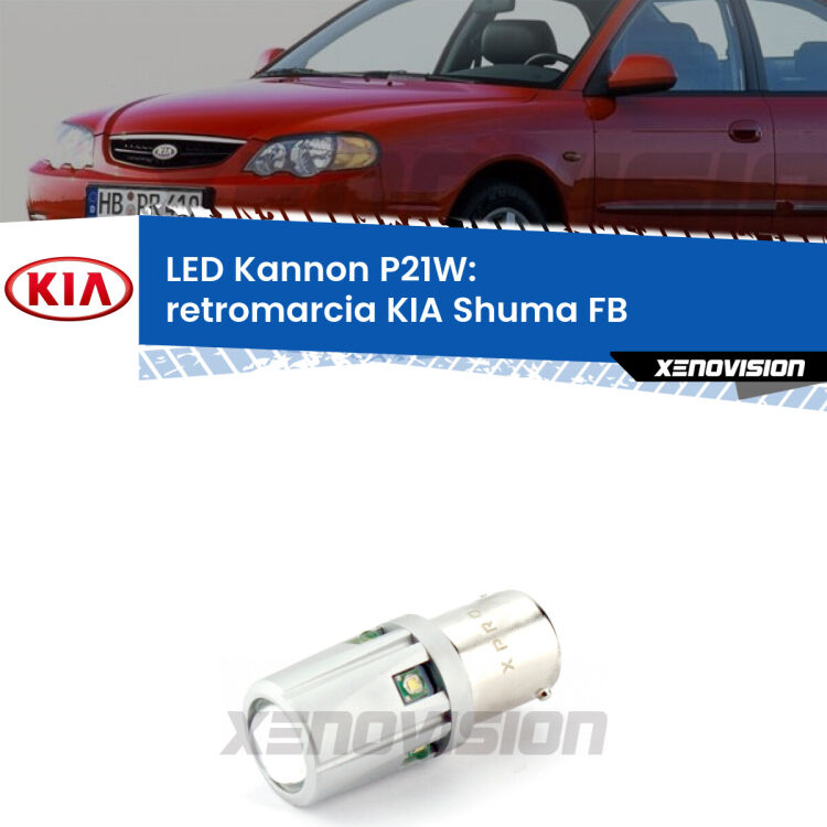 <strong>LED per Retromarcia KIA Shuma FB 1997 - 2000.</strong>Lampadina P21W con una poderosa illuminazione frontale rafforzata da 5 potenti chip laterali.